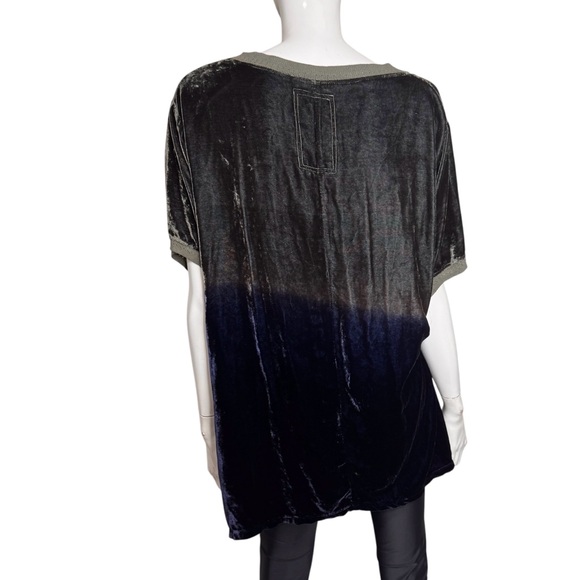 Johnny Was Willa Velvet Blue Green Flutter Short Sleeves Oversized Tee Shirt - Picture 3 of 9